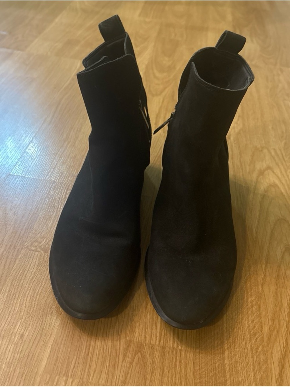 Vionic Black Suede Ankle Booties with Buckle Detail - Picture 2 of 3